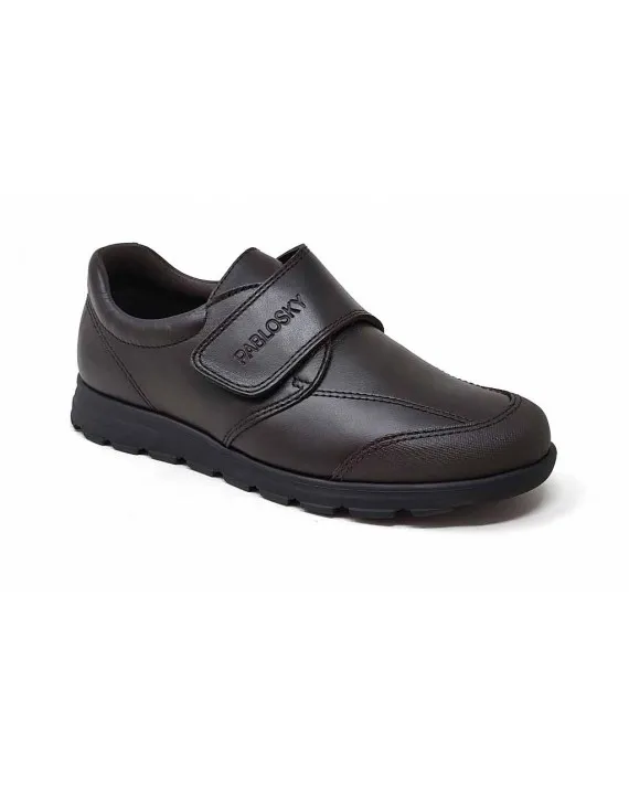 COLEGIAL NIÑO PIEL PABLOSKY VELCRO MARRÓN (T. desde 35 hasta la 40)