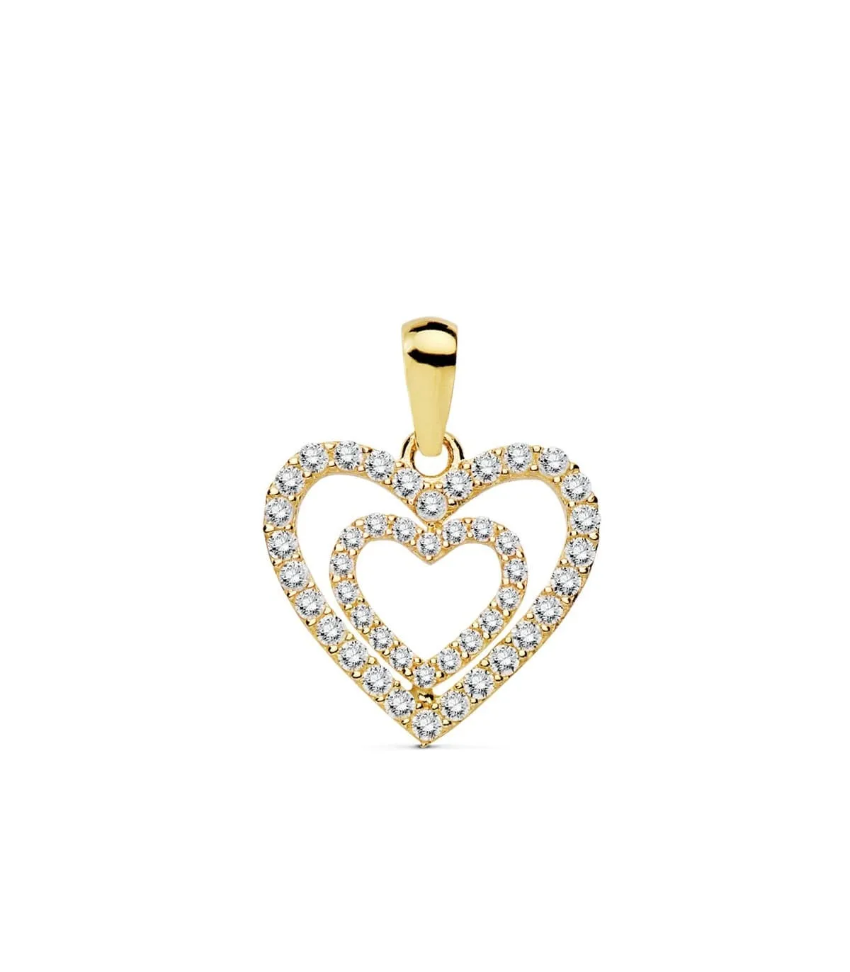 Colgante Love Heart Oro Amarillo 18K Circonitas