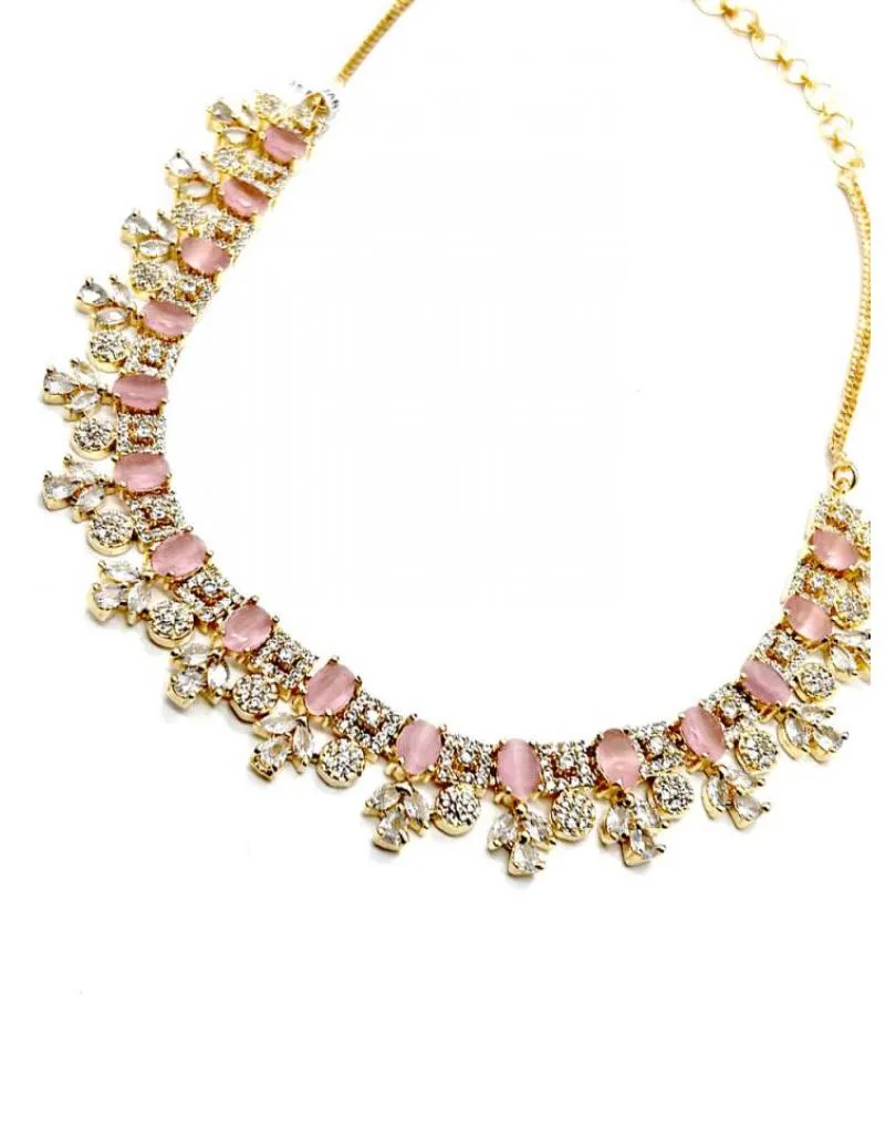 COLLAR ROSAS Y CIRCONITA PARA UN LOOK DE BODA IMPECABLE