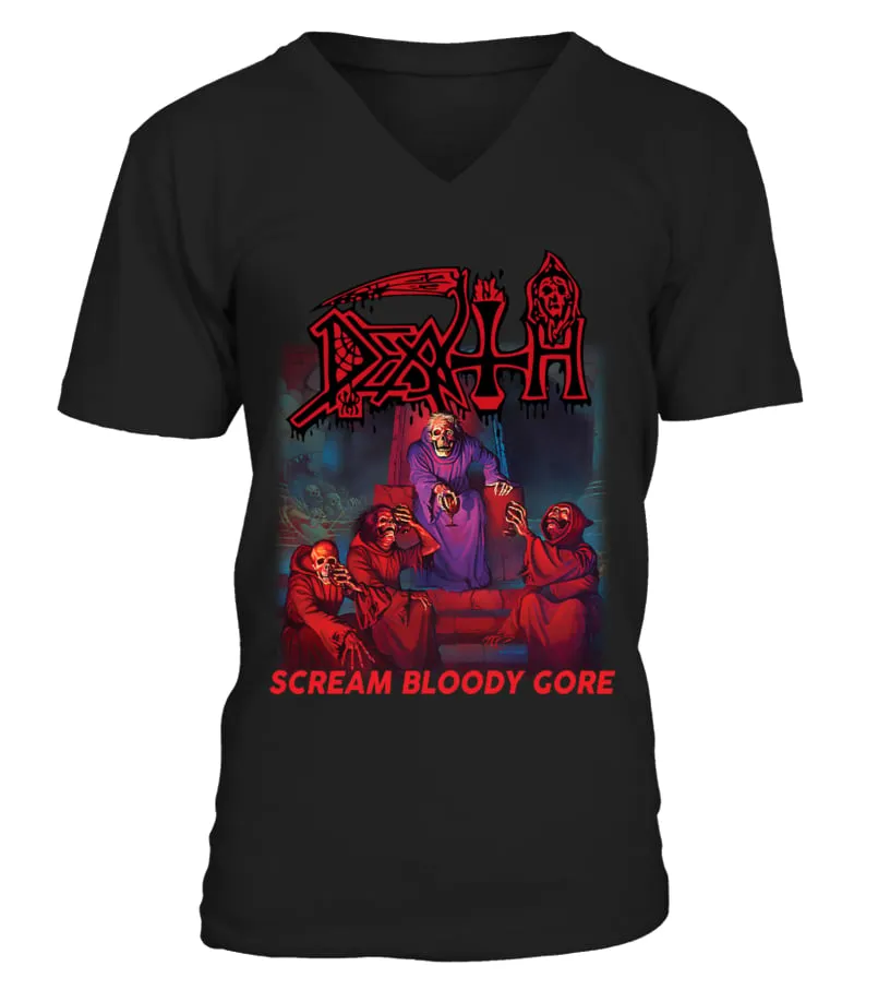 DEATH 2 BK  SCREAM BLOODY GORE CAMISETA CUELLO EN V UNISEX