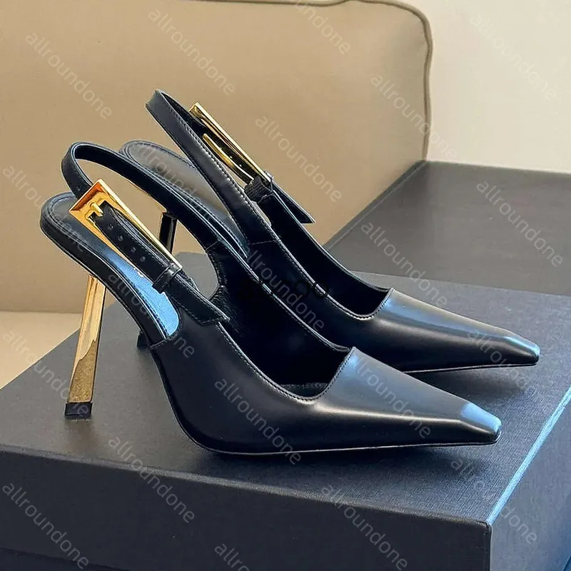Diseñador Patente de cuero tacones tacones de tacones altos sandalias para mujeres punteras de tacón de tacón de tacones de tacó