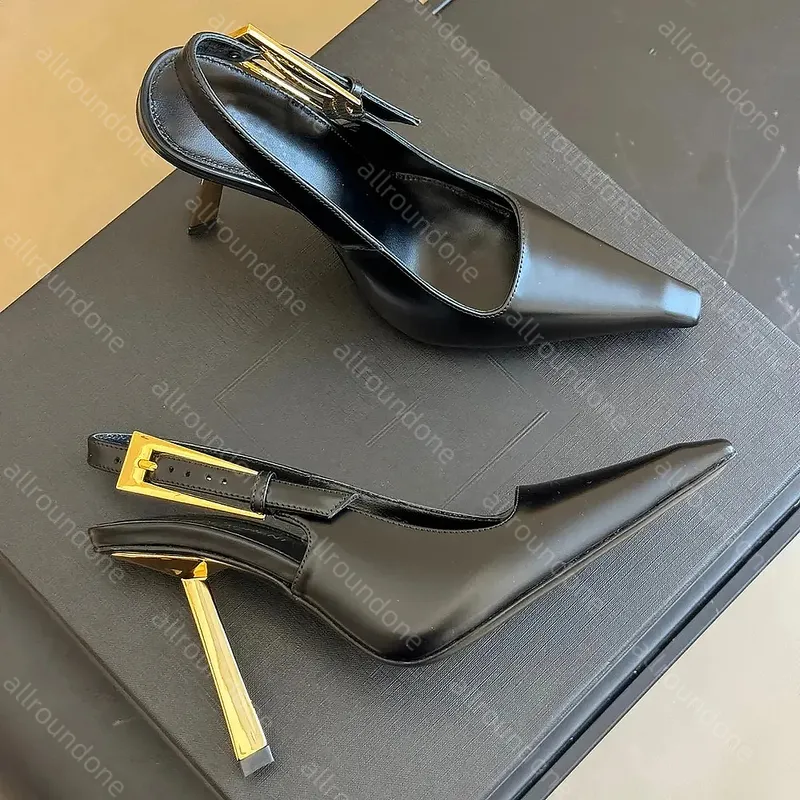 Diseñador Patente de cuero tacones tacones de tacones altos sandalias para mujeres punteras de tacón de tacón de tacones de tacó