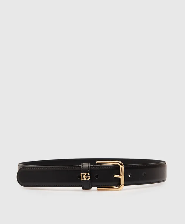 Dolce&Gabbana Black leather strap with metal DG logo