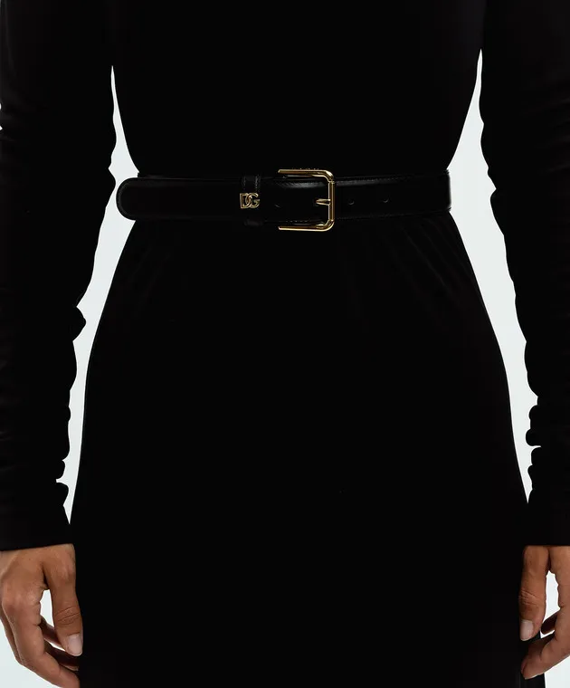 Dolce&Gabbana Black leather strap with metal DG logo