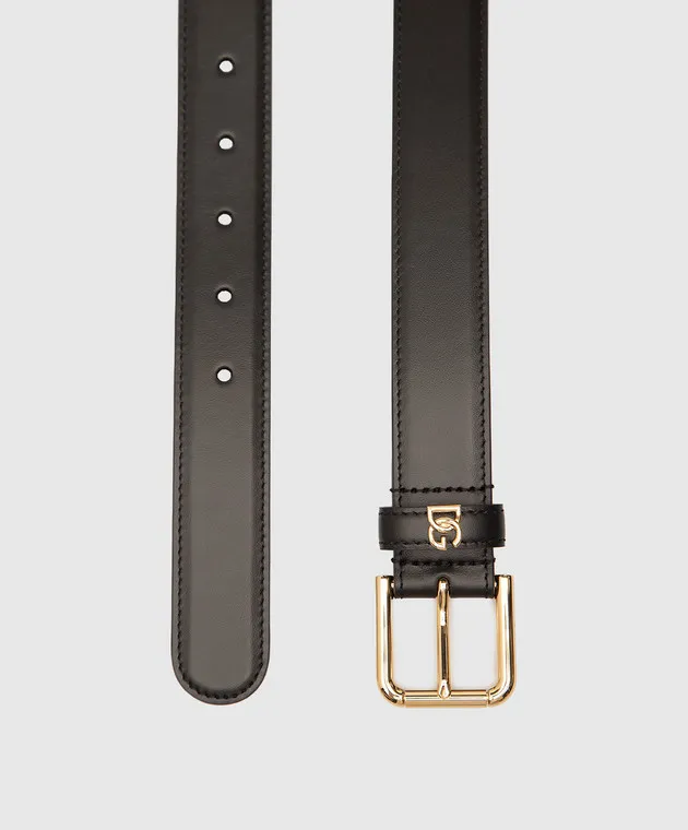 Dolce&Gabbana Black leather strap with metal DG logo