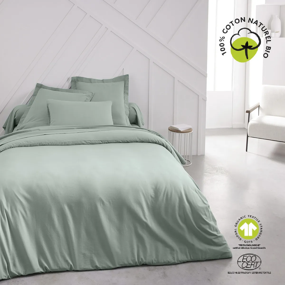 Drap Plat 240/300 Coton TODAY Organic Celadon