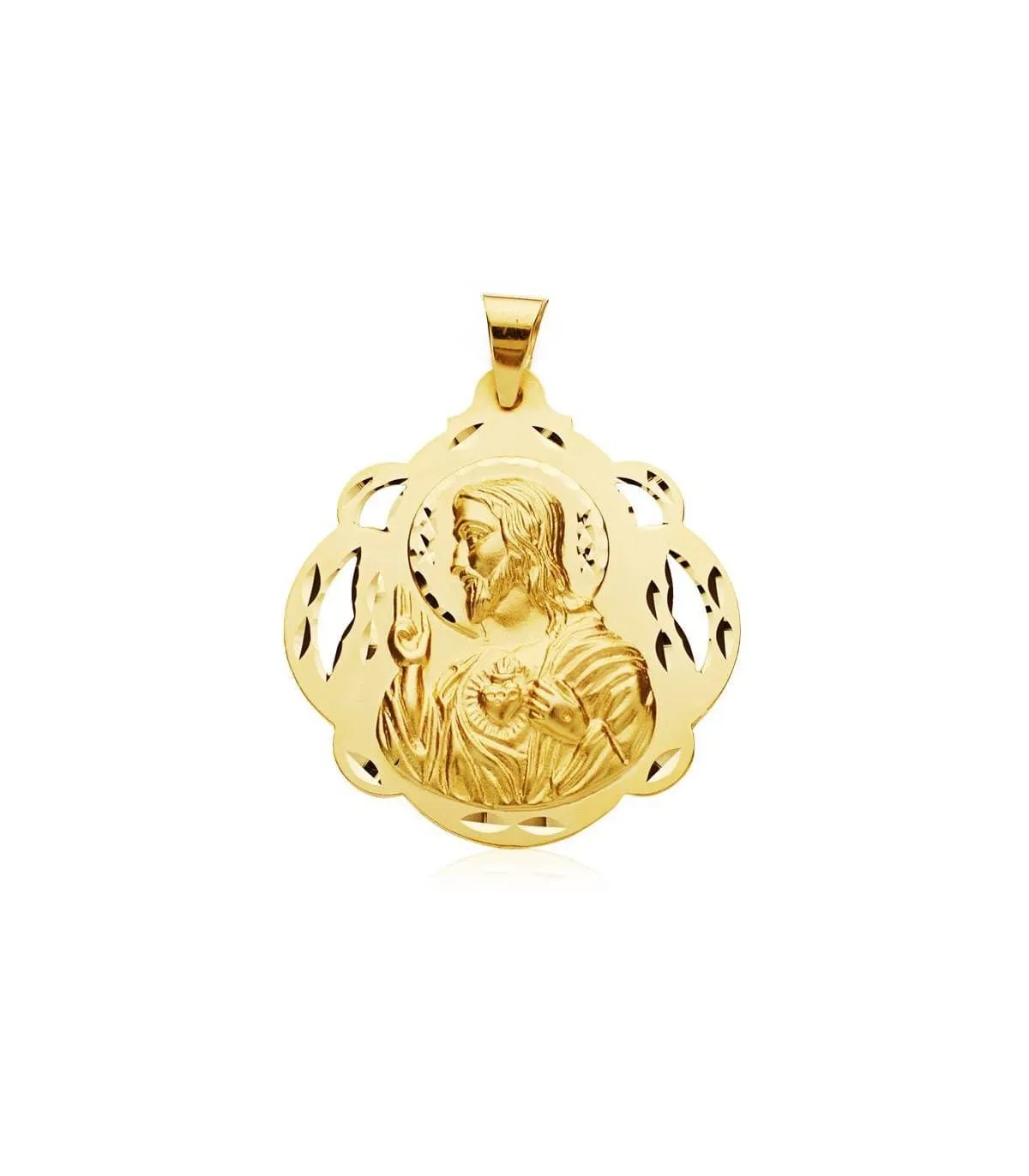 Escapulario V. Carmen y C. Jesús Oro 18 K 42 mm Pandereta