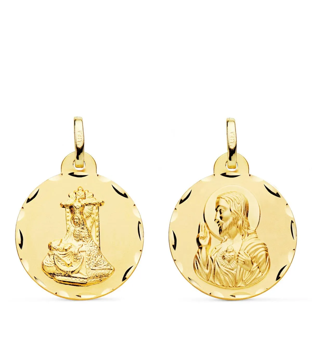 Escapulario V. de las Angustias y Corazón de Jesús Oro 18k 20 mm