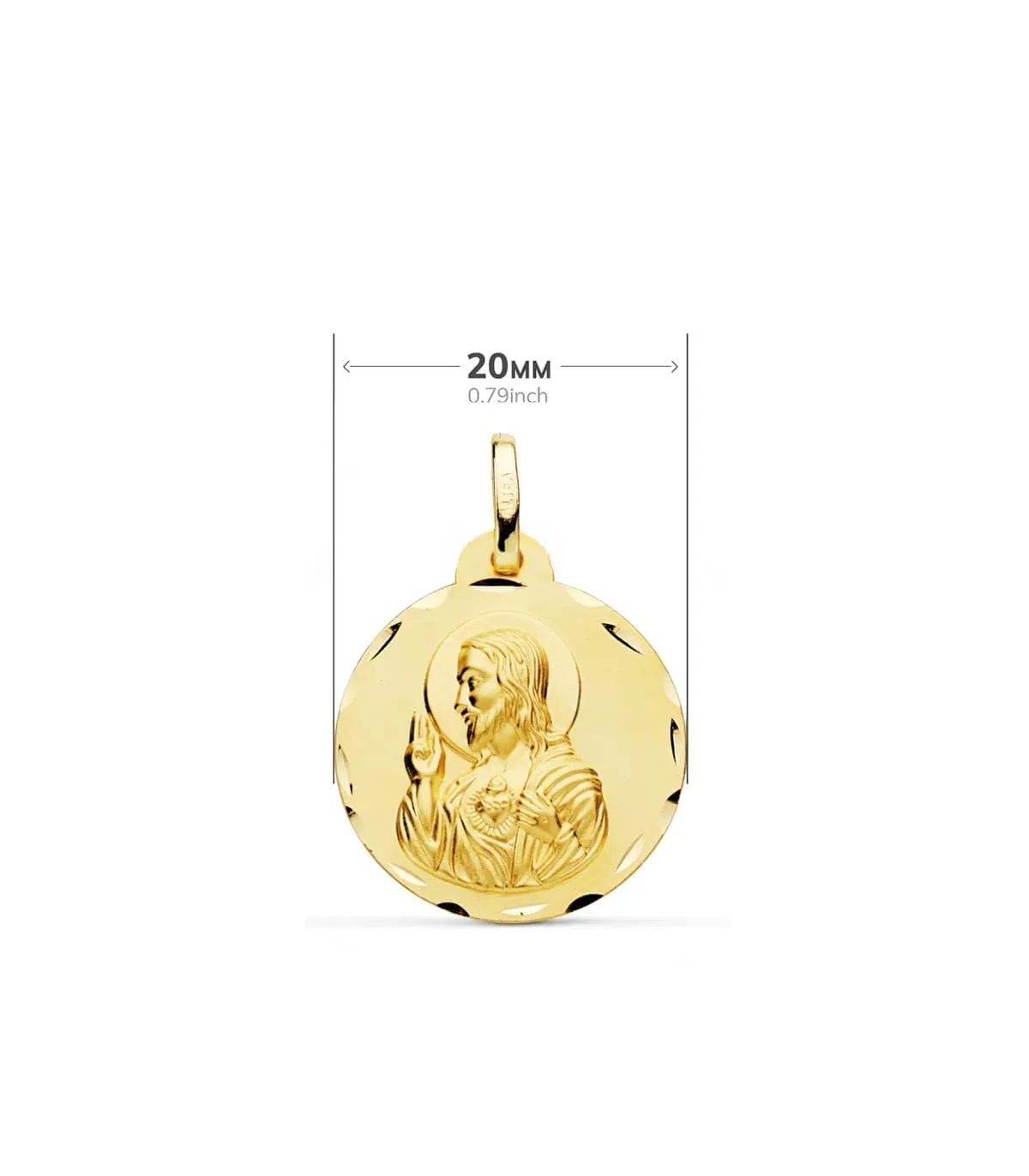 Escapulario V. de las Angustias y Corazón de Jesús Oro 18k 20 mm