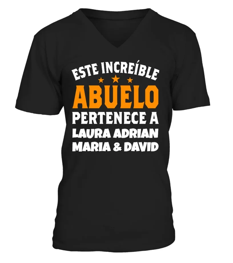 Este increíble abuelo pertenece a Laura, Adrian, Maria & David Camiseta cuello en V Unisex