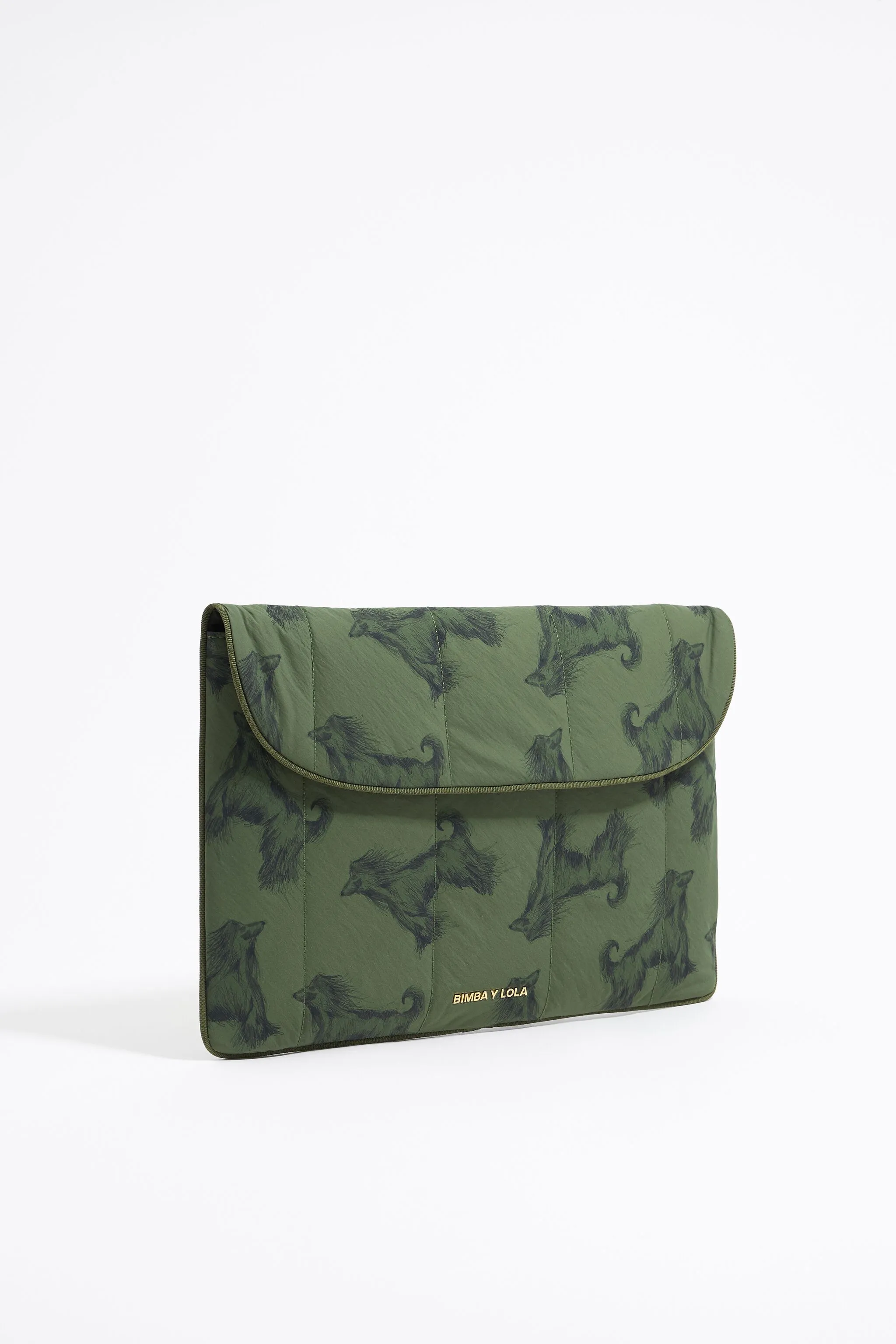 Funda portátil 13,5" nylon print Galgo Lápiz caqui
