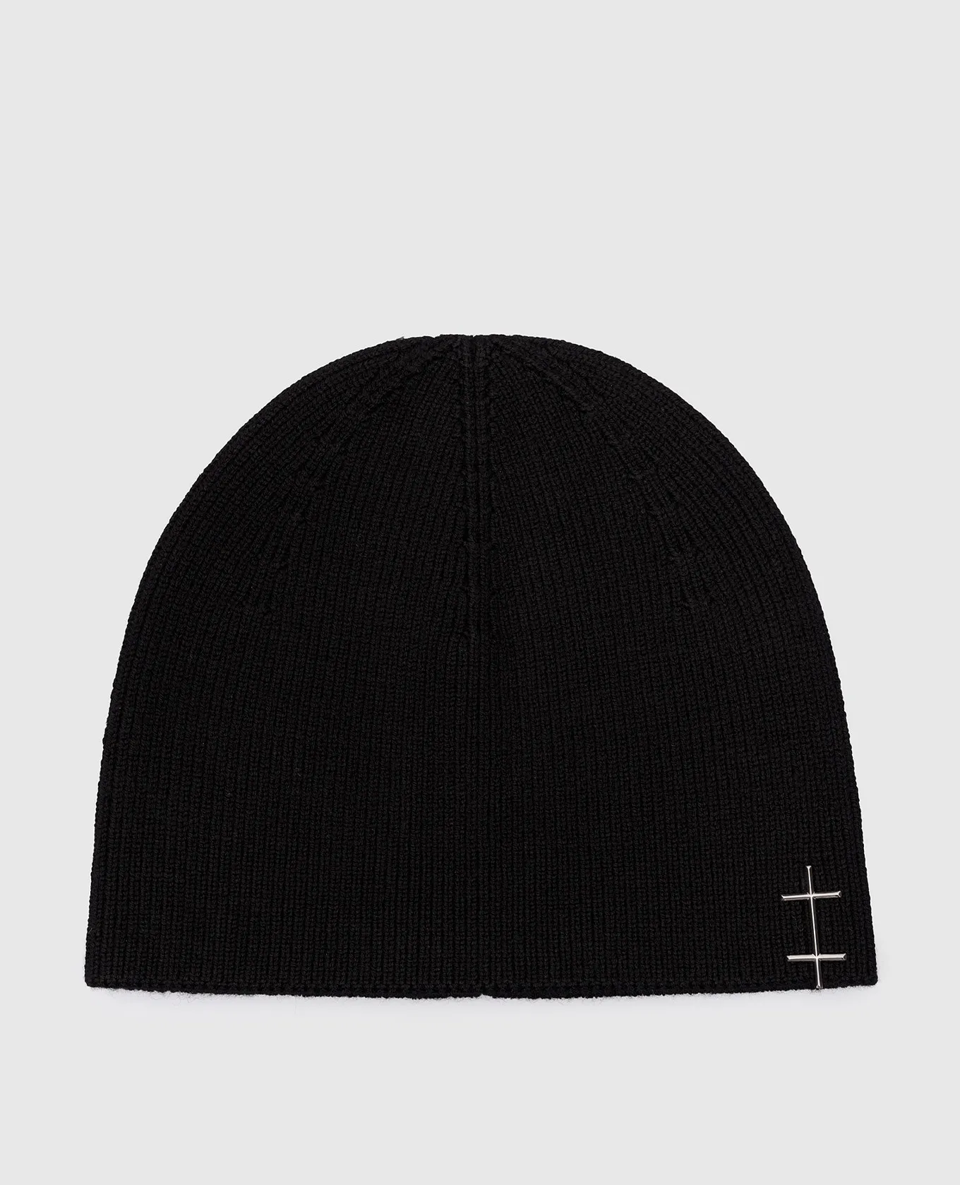 Heliot Emil Black wool cap with metal logo