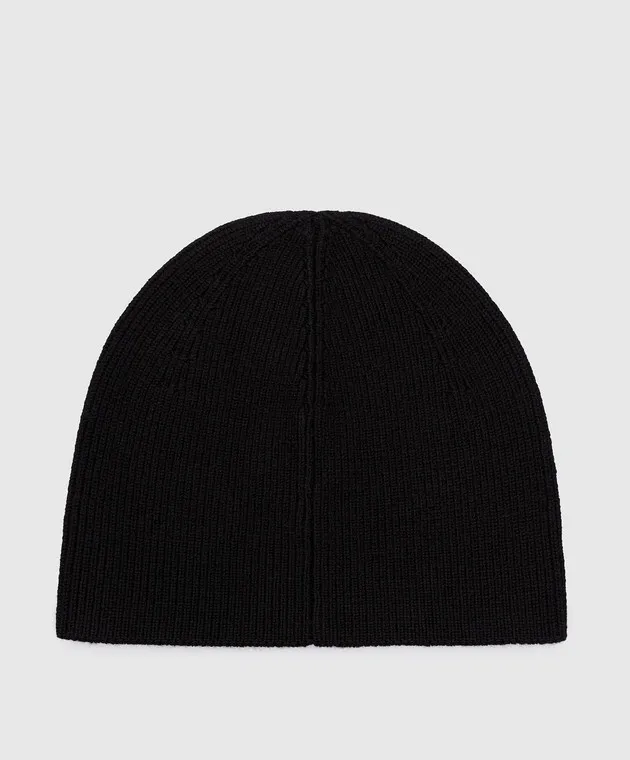 Heliot Emil Black wool cap with metal logo