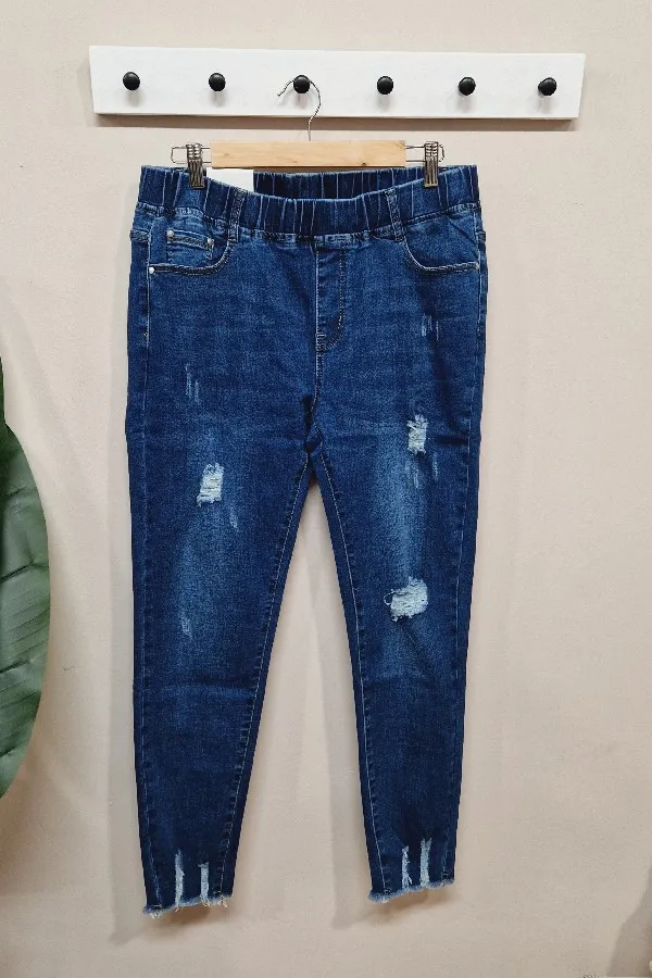 Jeans Goma Rotos Azul
