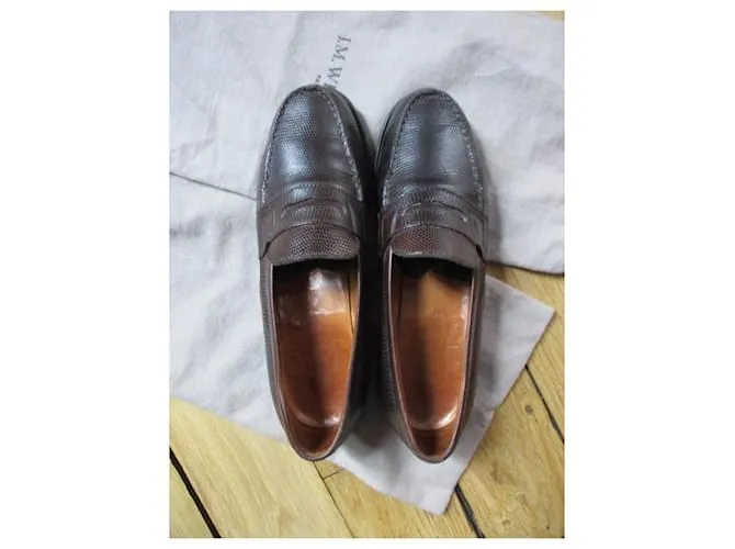 JM Weston Mocasín lagarto marrón, Pointure 36. Marrón oscuro 