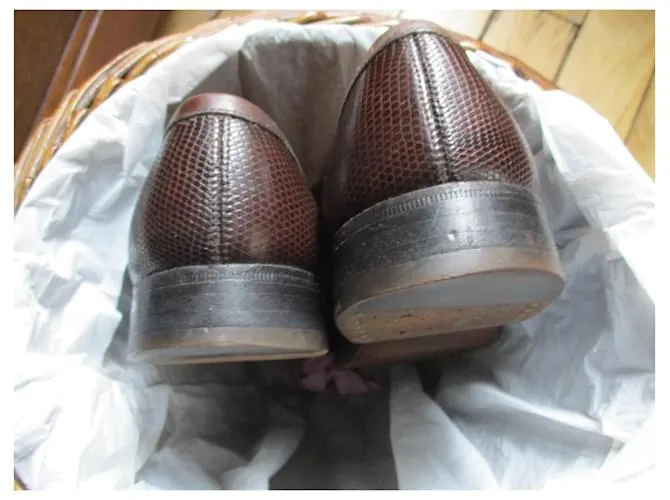 JM Weston Mocasín lagarto marrón, Pointure 36. Marrón oscuro 