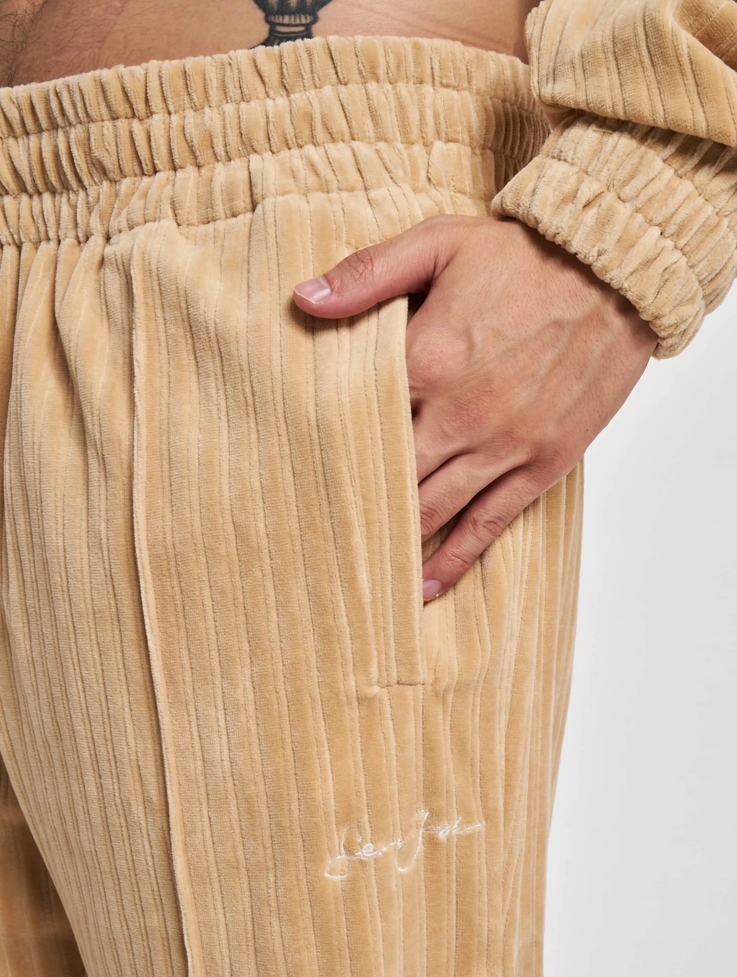 JM2330071 SJ SCRIPT LOGO STRIPED VELOURS TRACKPANTS