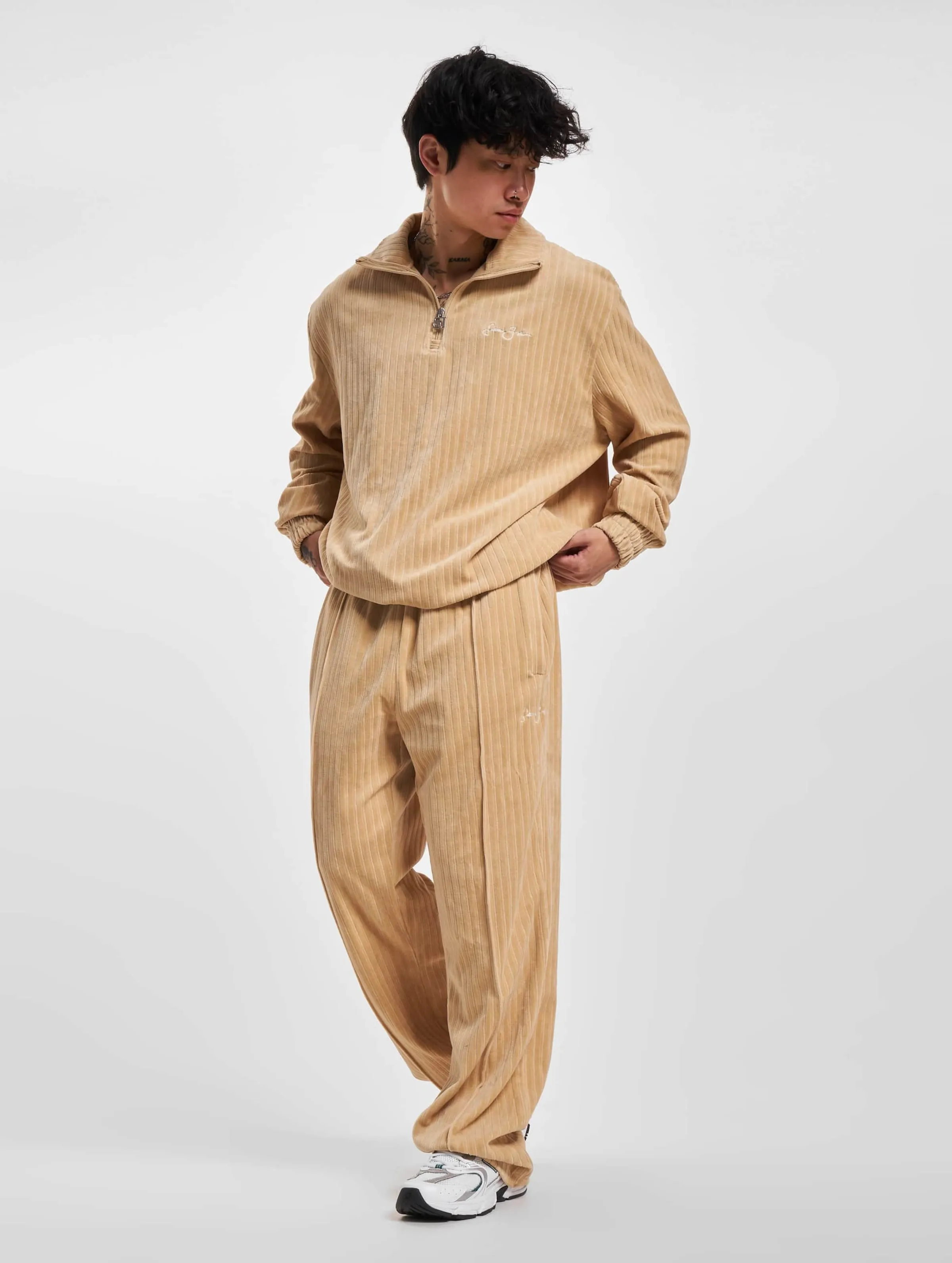 JM2330071 SJ SCRIPT LOGO STRIPED VELOURS TRACKPANTS