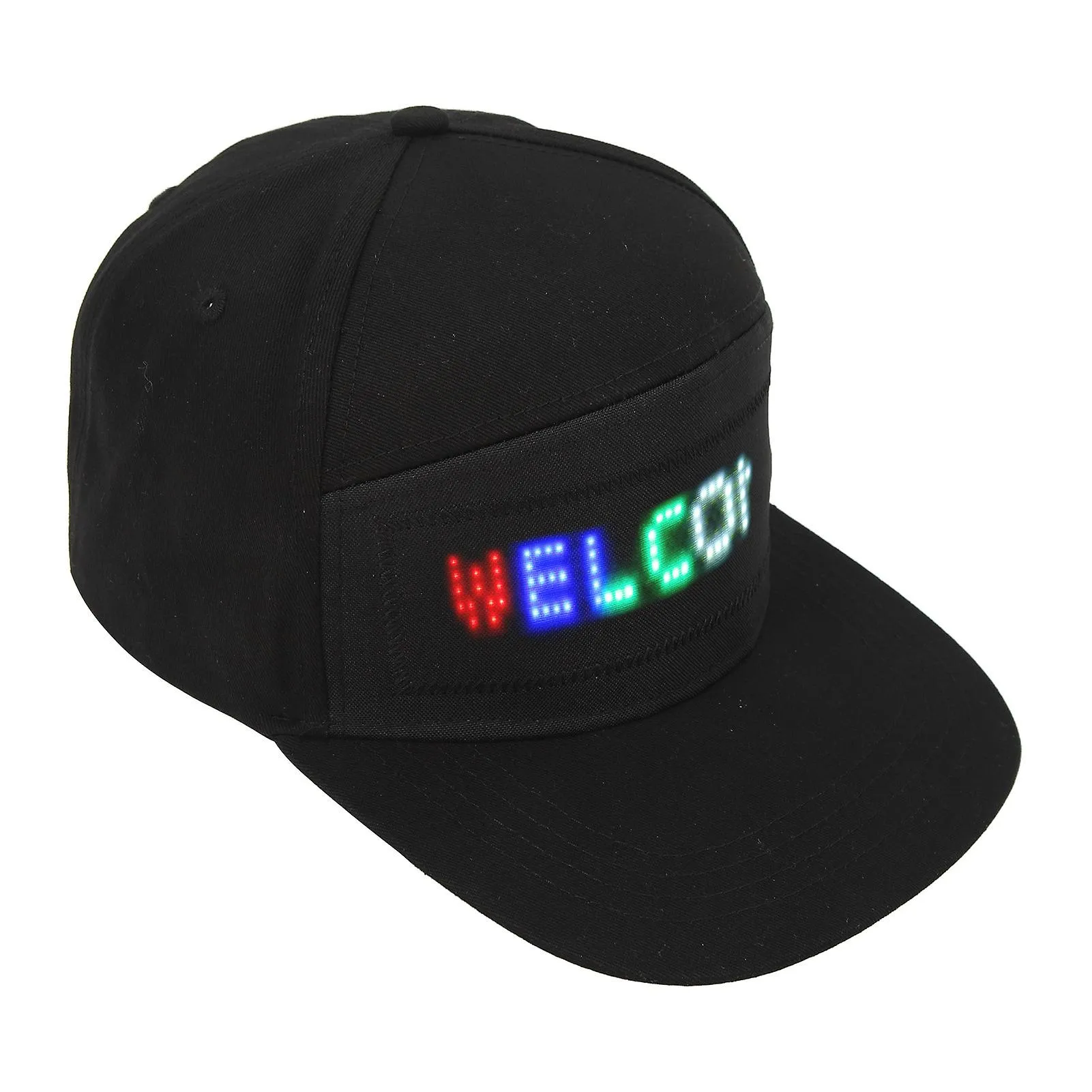 LED Cap Programmable Bluetooth APP Control Editable Colorful LED Hat for Outdoor Concert Carnival Black