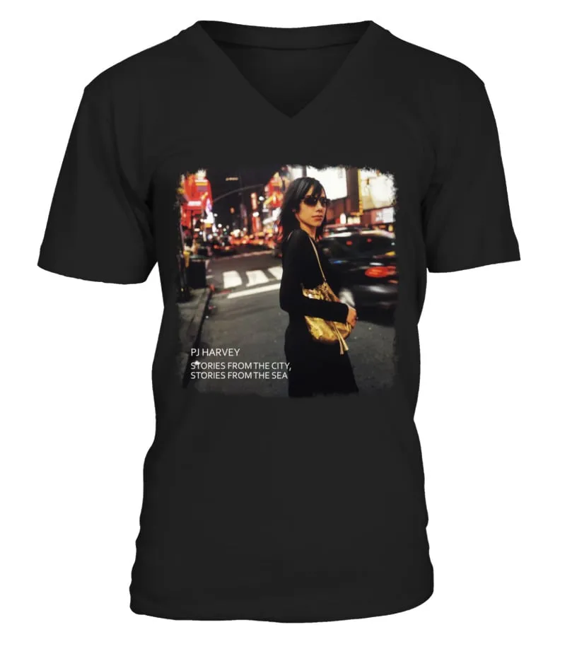 M500313BK. PJ HARVEY, 'STORIES FROM THE CITY, STORIES FROM THE SEA' CAMISETA CUELLO EN V UNISEX