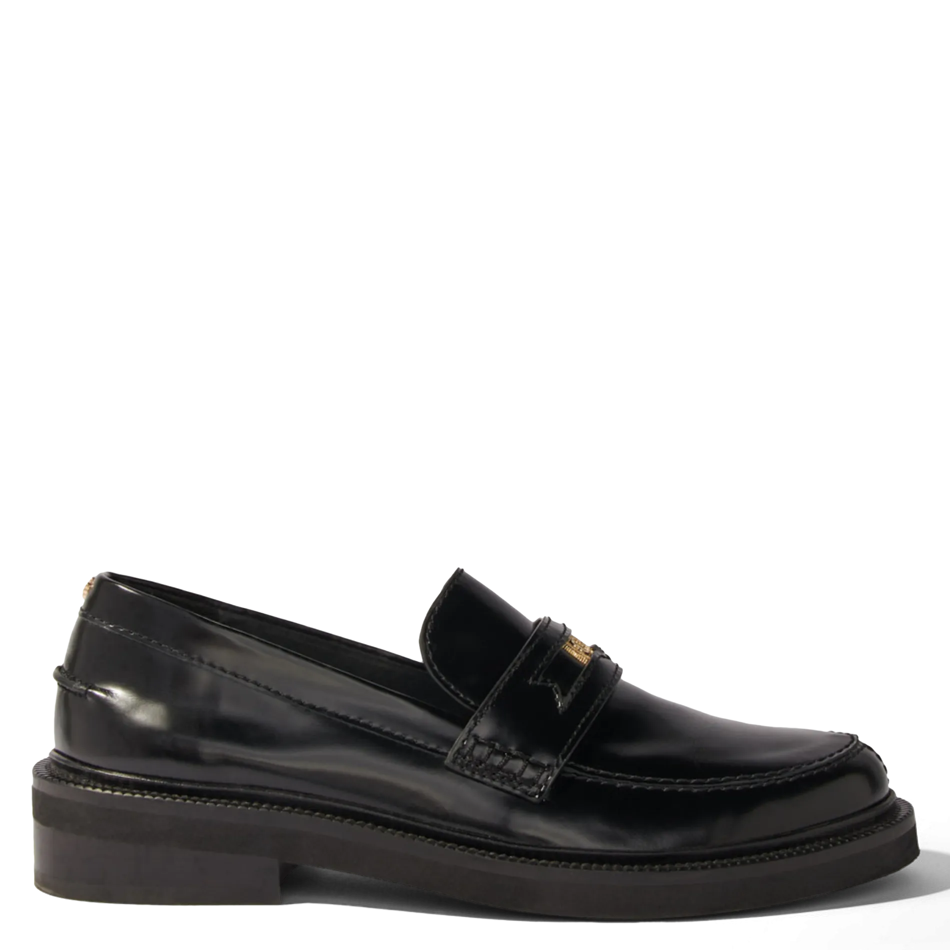 MAJE Mocasín de charol de cuero en negro