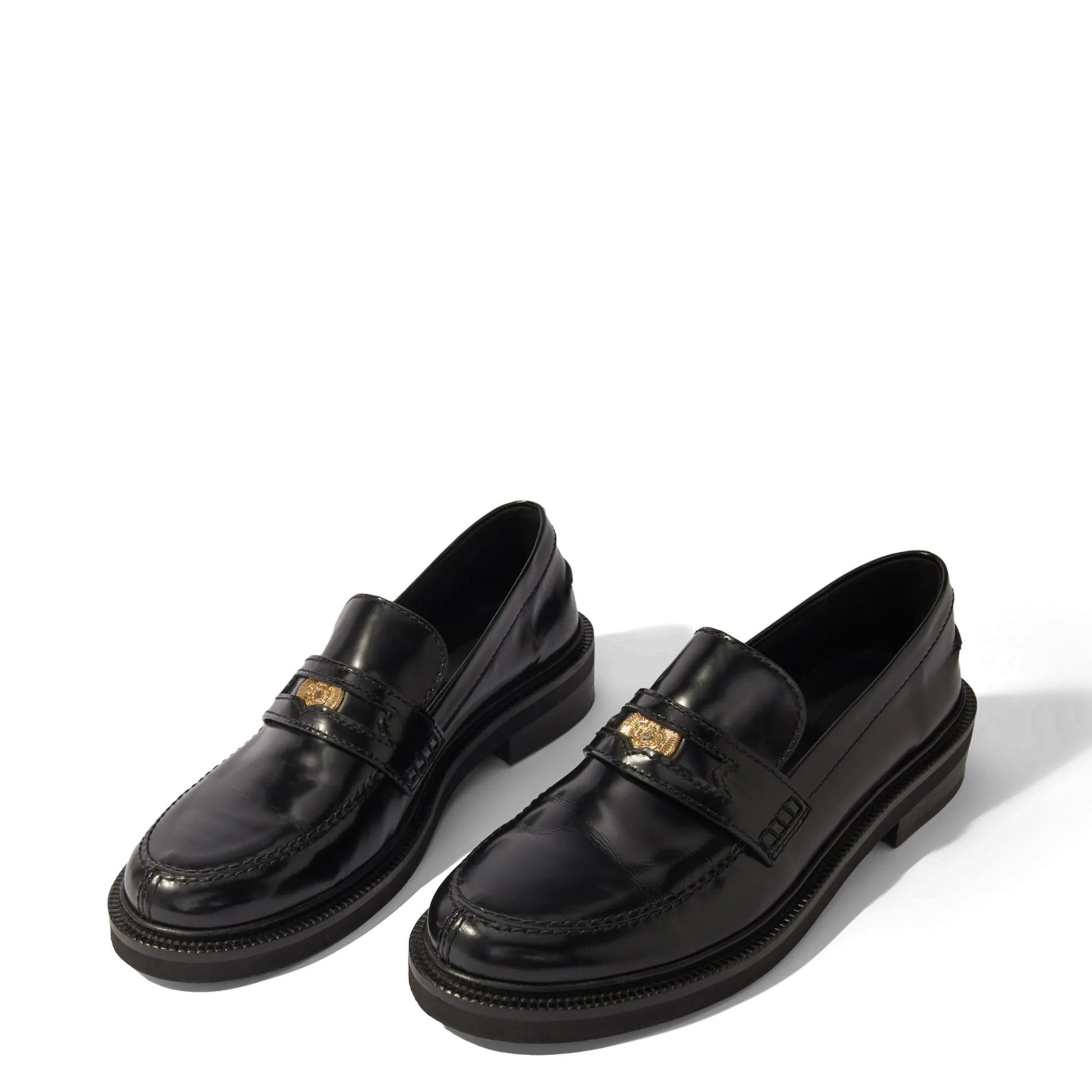 MAJE Mocasín de charol de cuero en negro