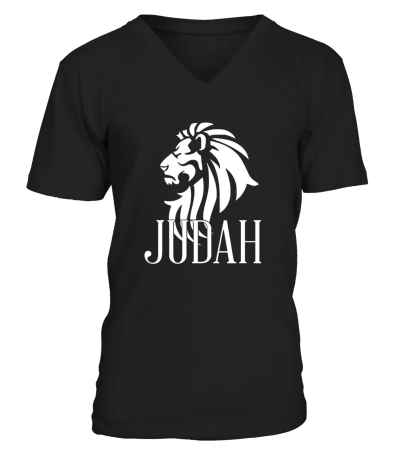 Men S Tribe Of Judah Lion  Messianic Yahshua Israelites Tee Large Black Camiseta cuello en V Unisex