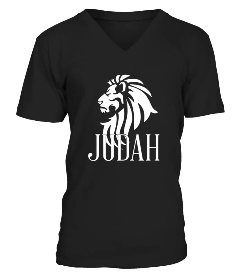 Men S Tribe Of Judah Lion  Messianic Yahshua Israelites Tee Large Black Camiseta cuello en V Unisex