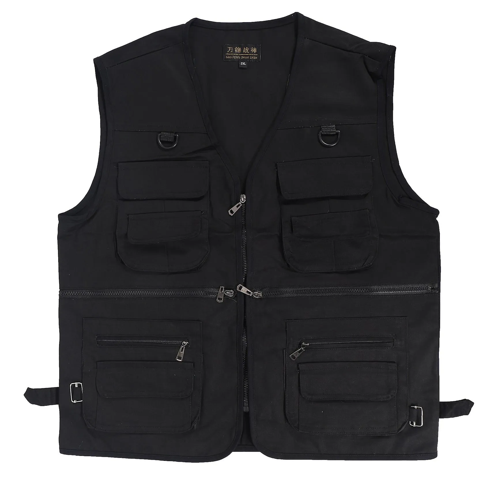 MEN'S FISHING VEST WITH MULTIPOCKET ZIP FOR PHOTOGRAPHY / HUNTING / TRAVEL OUTDOOR SPORT  BLACK