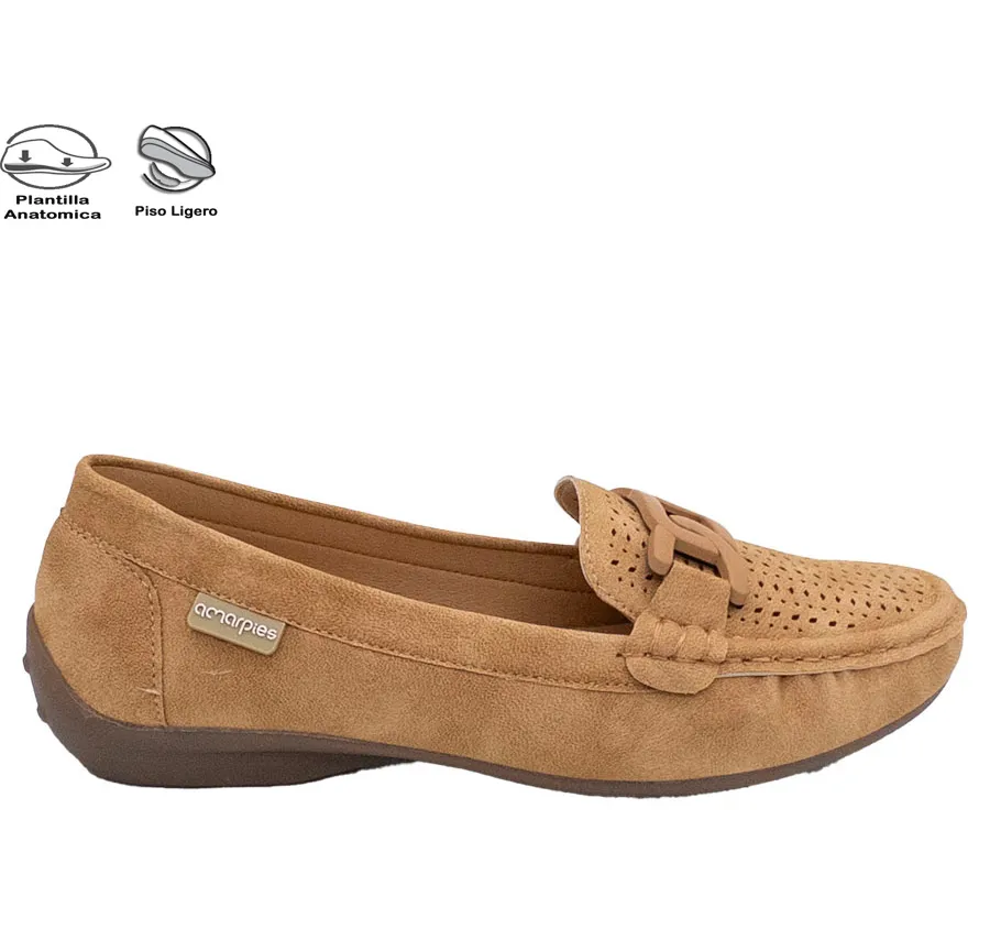 MOCASÍN AMARPIES ABZ26392 PARA MUJER ZAPATO TRABILLA MUY CÓMODO CAMEL PLANTILLA MEMORY SPONGE 28486