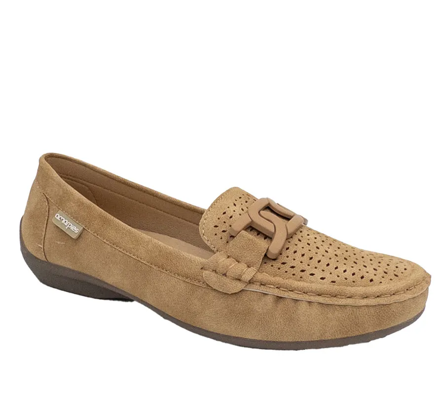 MOCASÍN AMARPIES ABZ26392 PARA MUJER ZAPATO TRABILLA MUY CÓMODO CAMEL PLANTILLA MEMORY SPONGE 28486