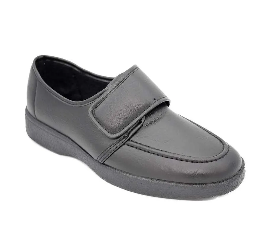 MOCASÍN CANO CONFORT 1202 VELCRO CÓMODO Y BARATO ZAPATO DE HOMBRE COPETE PESPUNTES NEGRO 23851