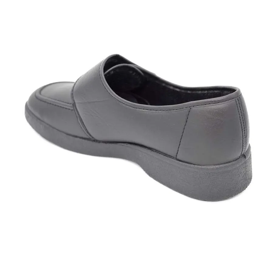 MOCASÍN CANO CONFORT 1202 VELCRO CÓMODO Y BARATO ZAPATO DE HOMBRE COPETE PESPUNTES NEGRO 23851