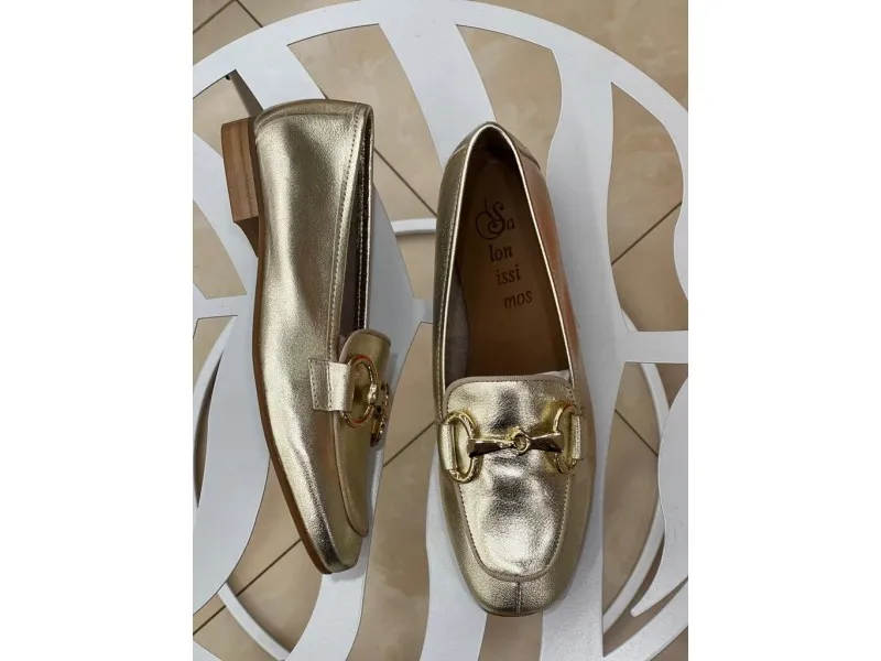 MOCASÍN DE PIEL ERICA SALONISSIMOS EN COLOR MARINO O ORO