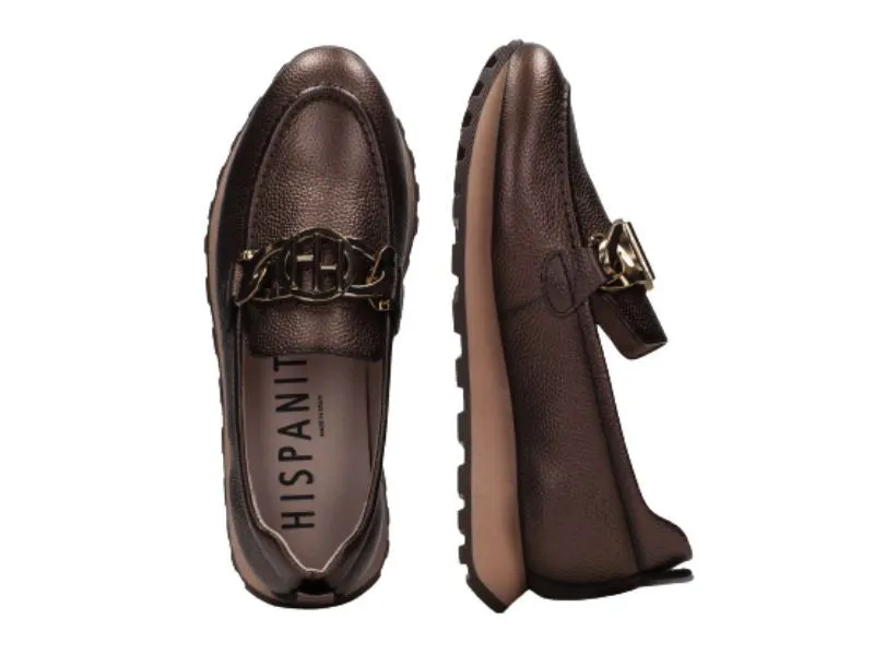 MOCASÍN DE PIEL LOIRA HISPANITAS EN COLOR BRONCE HI233134
