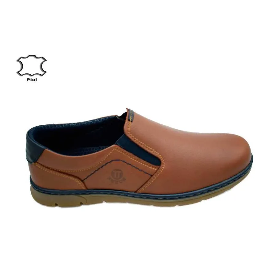MOCASÍN NOTTON 176 ELÁSTICOS CÓMODO Y FLEXIBLE ZAPATO SUPER FLEX HOMBRE PIEL LÍBANO 23090