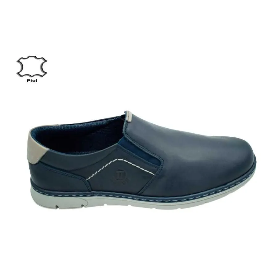 MOCASÍN NOTTON 176 ELÁSTICOS SUPER FLEX CÓMODO FLEXIBLE ZAPATO PIEL MARINO 23083
