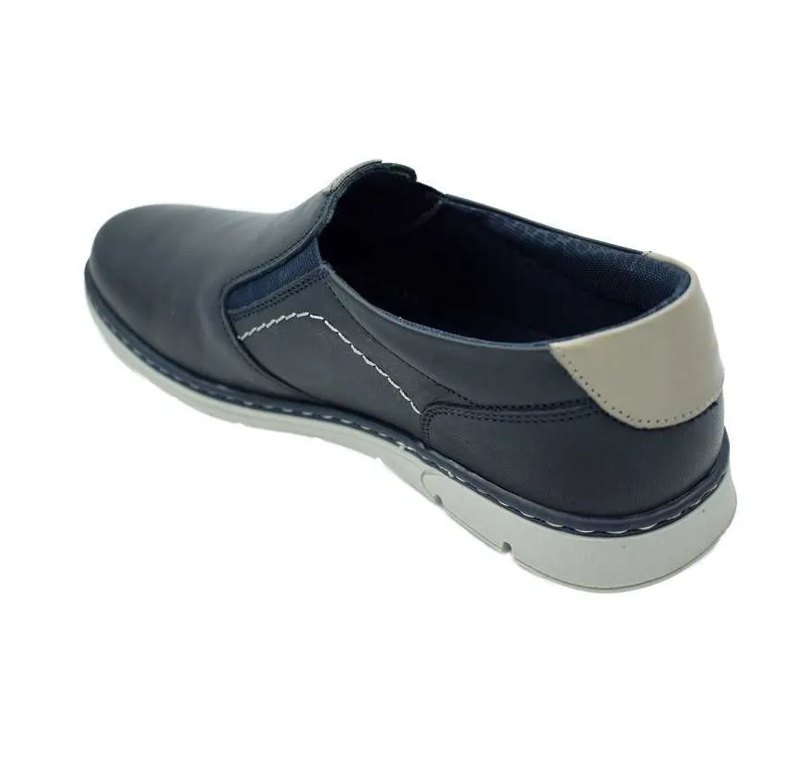MOCASÍN NOTTON 176 ELÁSTICOS SUPER FLEX CÓMODO FLEXIBLE ZAPATO PIEL MARINO 23083