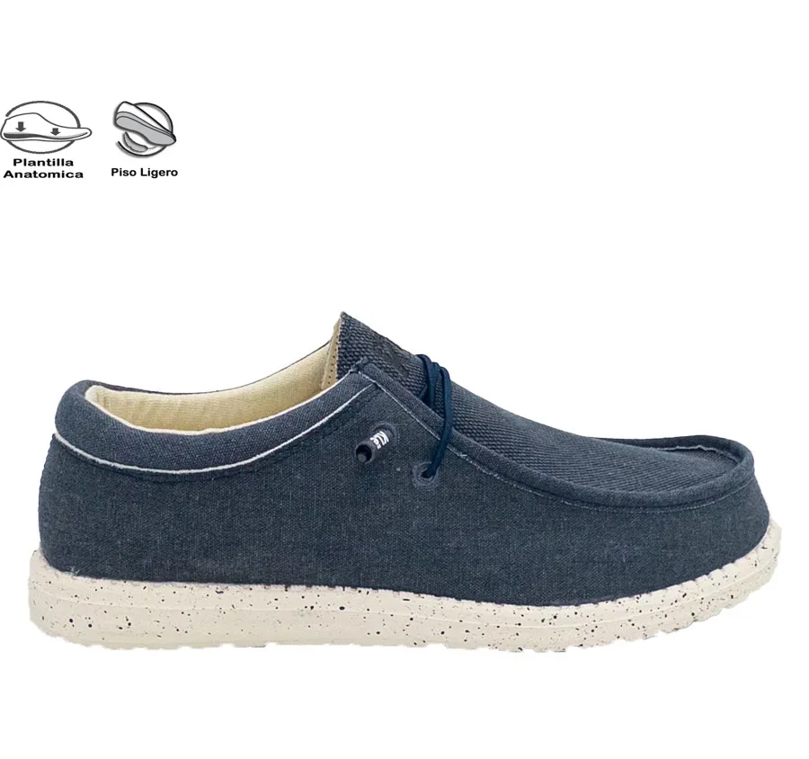 MOCASÍN WALLABY SWEDEN KLE 203534 TOBY LIGERO CÓMODO DE SPORT ZAPATO HOMBRE EN TEXTIL MARINO PLANTILLA MEMORY FOAM 26305