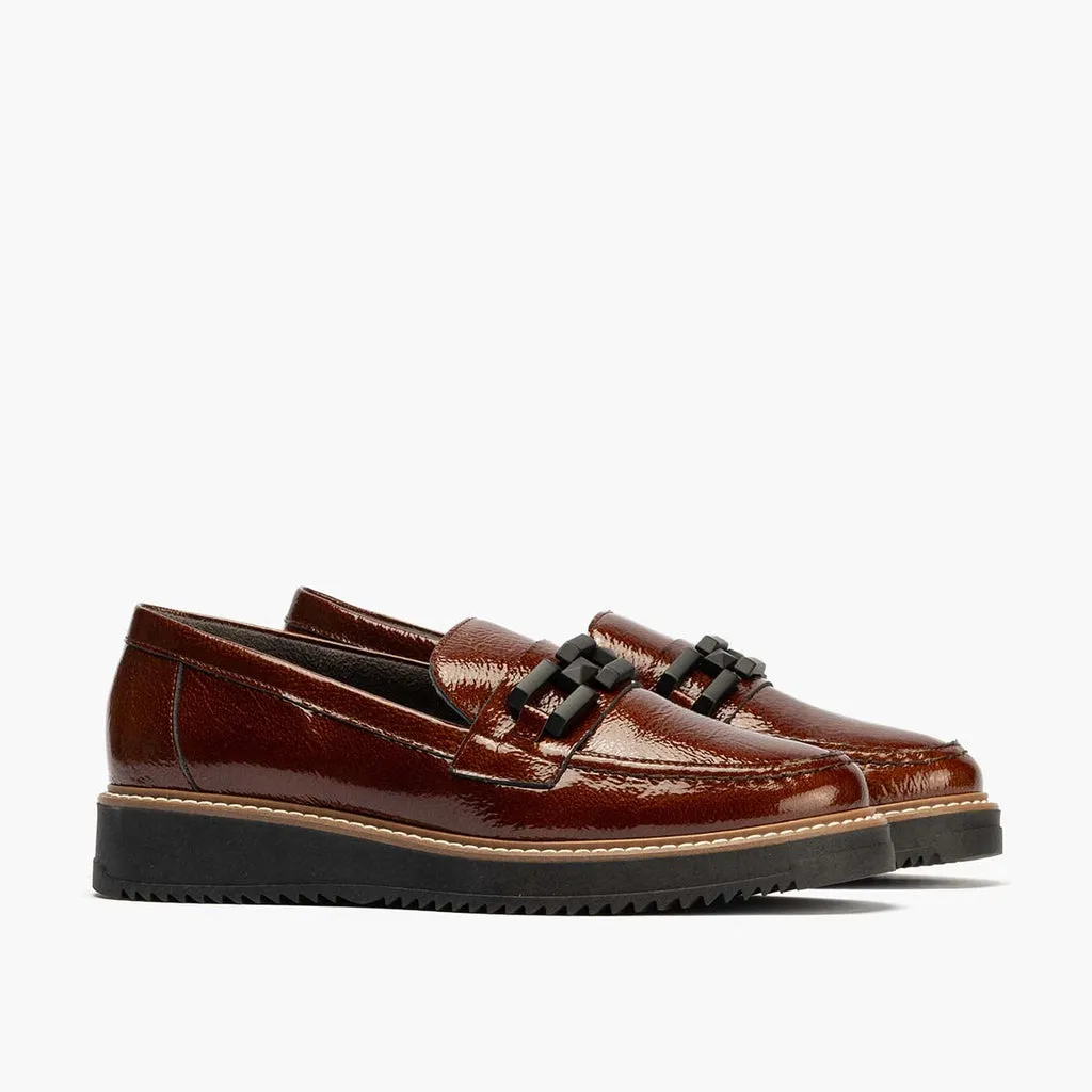 Mocasín Adorno de mujer color cuero
