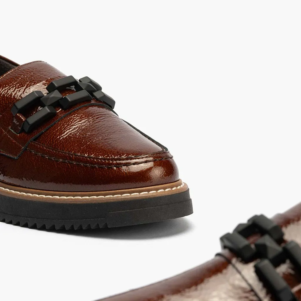 Mocasín Adorno de mujer color cuero