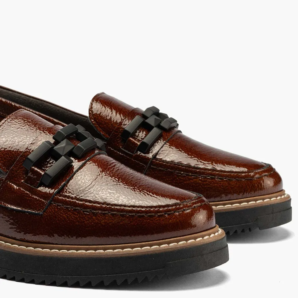 Mocasín Adorno de mujer color cuero