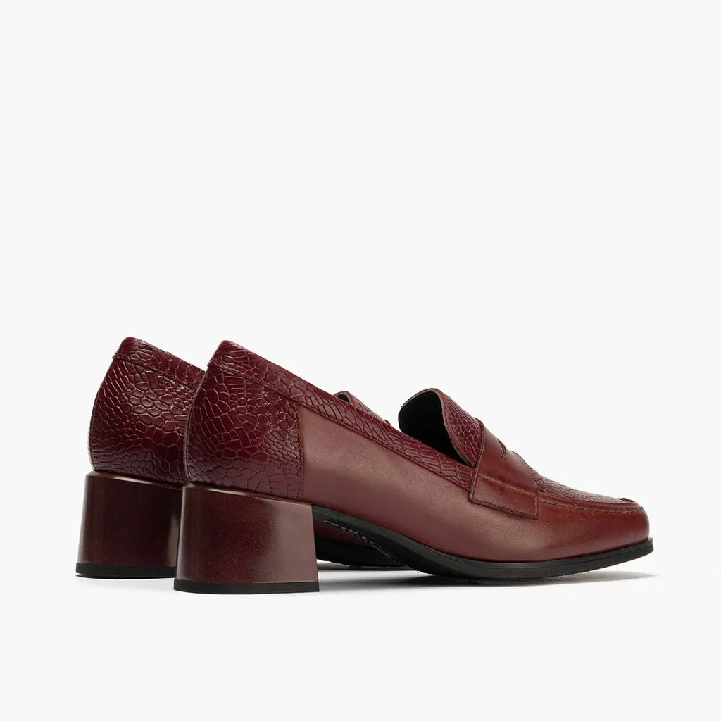 Mocasín Combinado de mujer color burdeos