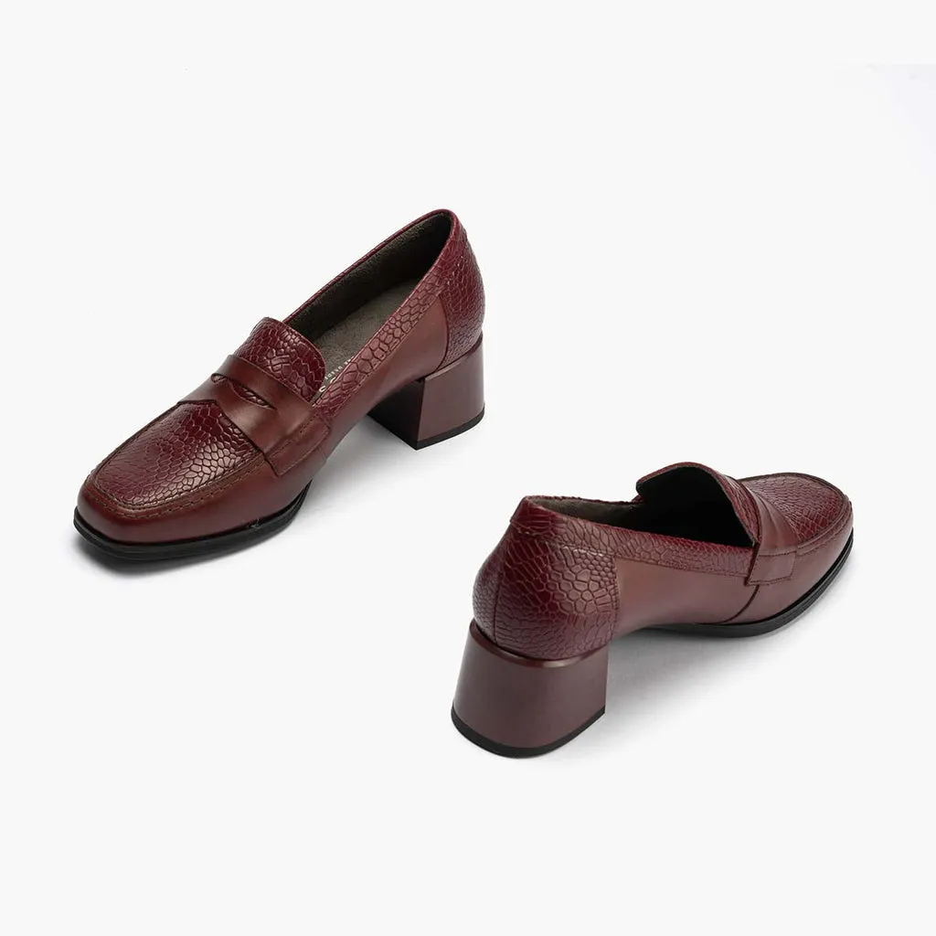Mocasín Combinado de mujer color burdeos