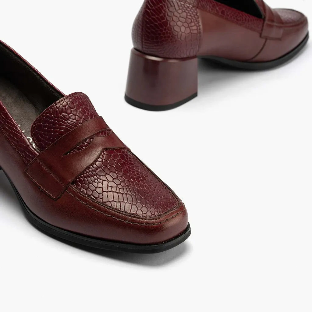 Mocasín Combinado de mujer color burdeos