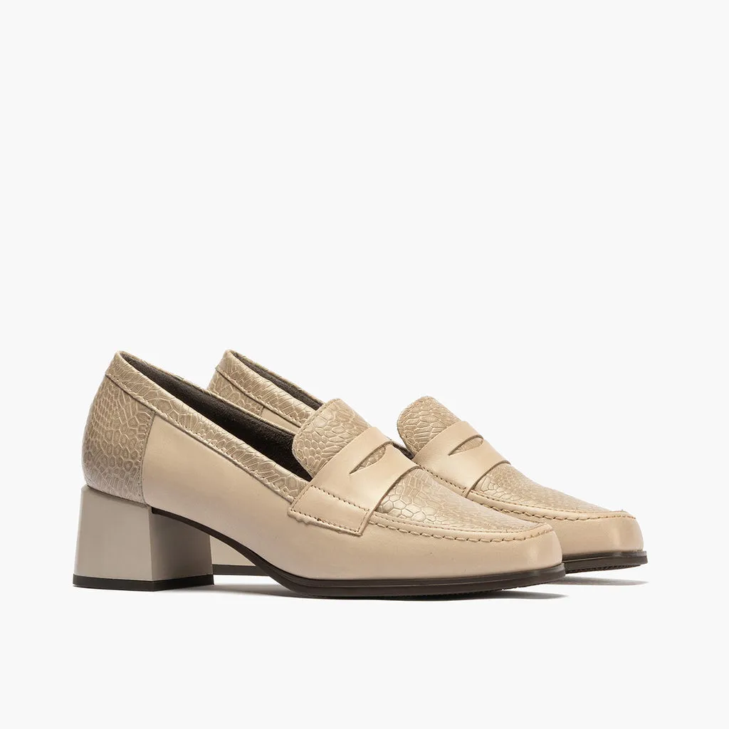 Mocasín Combinado de mujer color piedra
