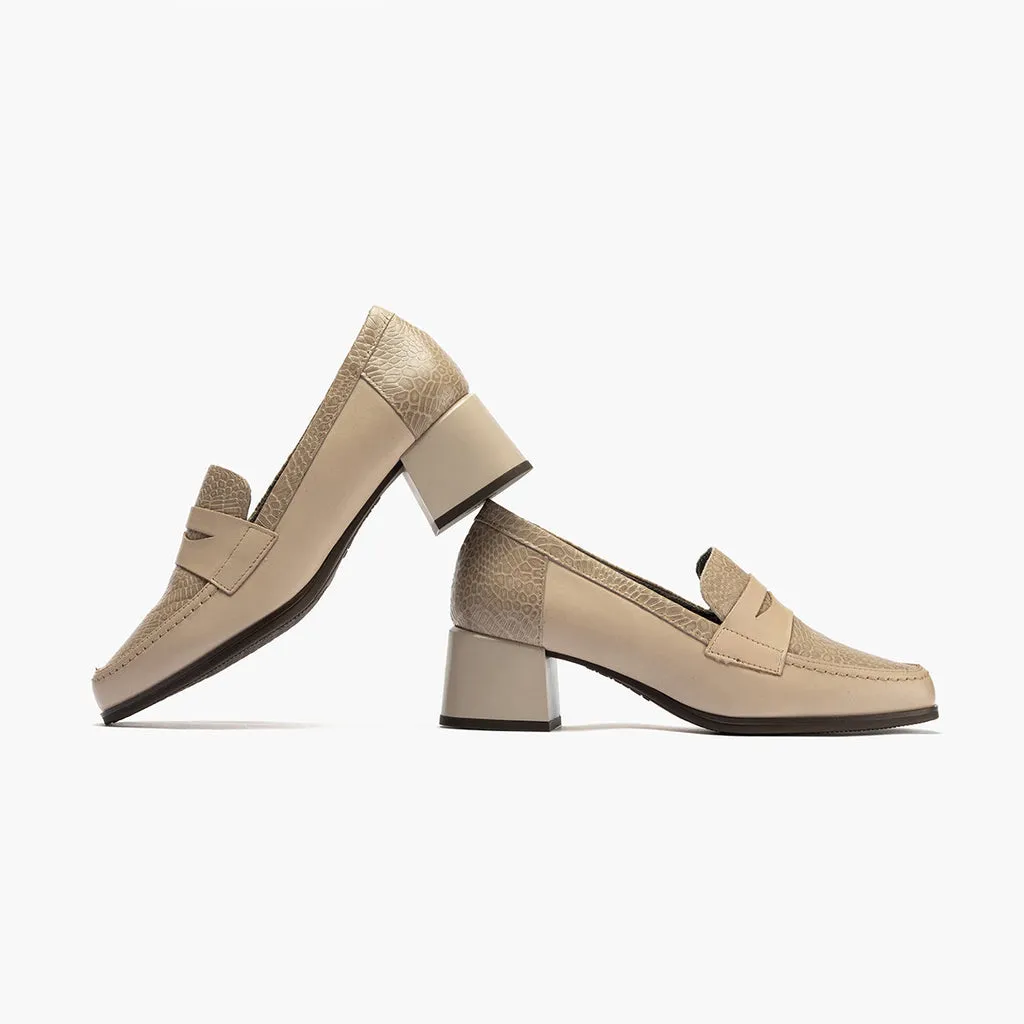 Mocasín Combinado de mujer color piedra