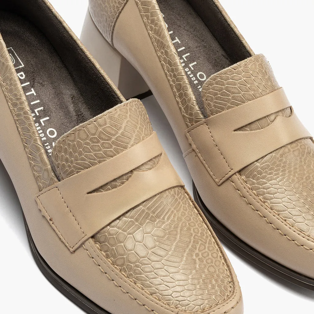 Mocasín Combinado de mujer color piedra