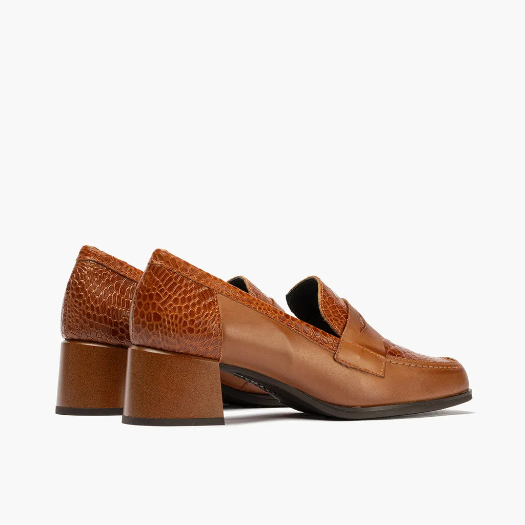 Mocasín Combinado para mujer color cuero
