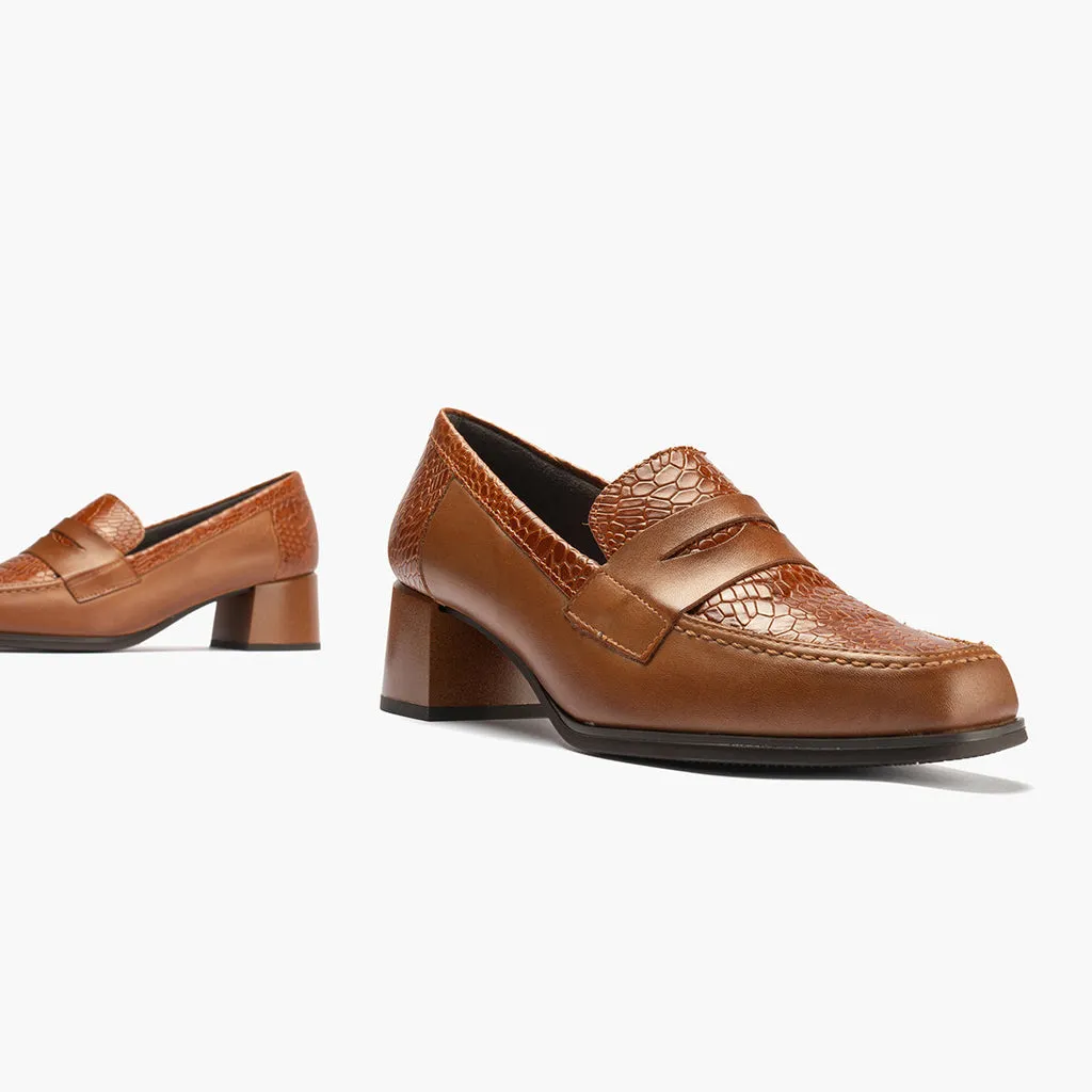 Mocasín Combinado para mujer color cuero